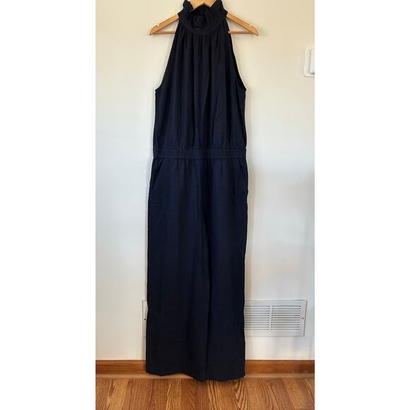 1901 womens navy jumpsuit size XL linen blend sleeveless - Picture 4 of 12